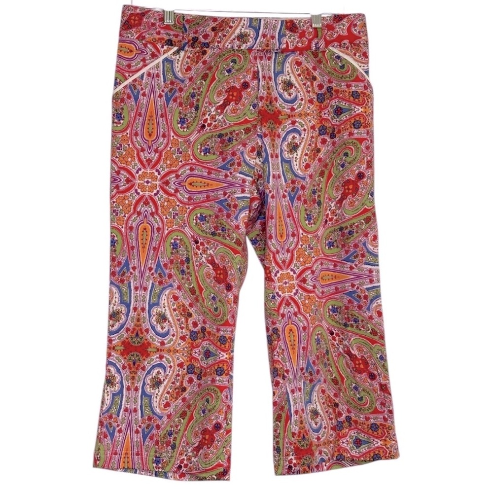 Peter Millar Women’s Paisley Psychedelic Pink Golf Capri pants pockets Size 10